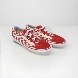 Vans Off The Wall Red And White‎ Checkered Shoes Size Women's 7 Great Condition